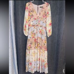 💗SOLD💗 Melonie T Floral Maxi Dress in Blush and Blue